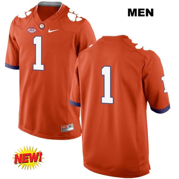 Men's Clemson Tigers #1 Trevion Thompson Stitched Orange New Style Authentic Nike No Name NCAA College Football Jersey EQS0446KE